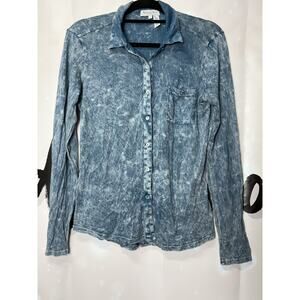 Michael Stars Cotton Modal Button Up Shirt Womens Small Chambray‎ Bleached USA